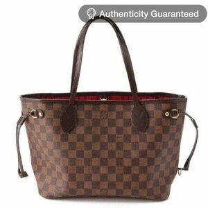 Authentic Louis Vuitton Neverfull PM Purse Damier Ebene Tote Shoulder Bag Red